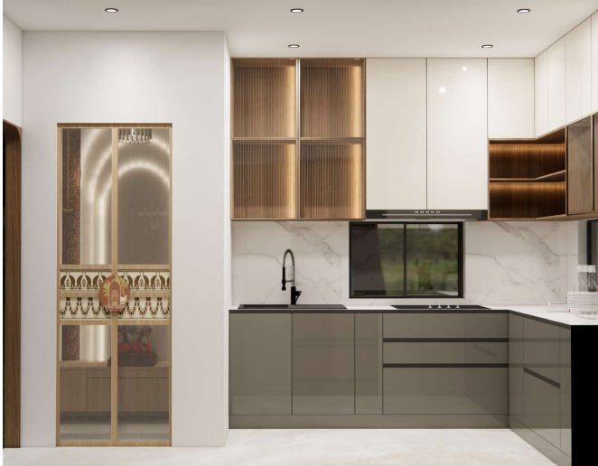 Handleless Modular Kitchen — Kitchen interior in Nizampet, Hyderabad