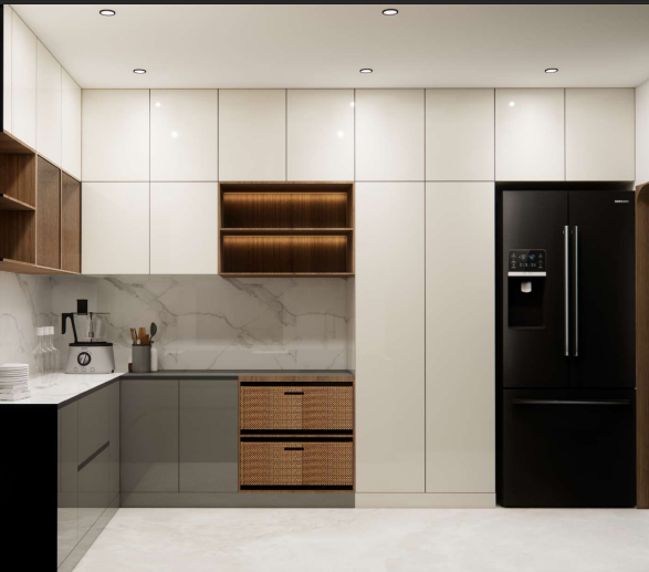Two-Tone Island Kitchen — Kitchen interior in Tellapur, Hyderabad